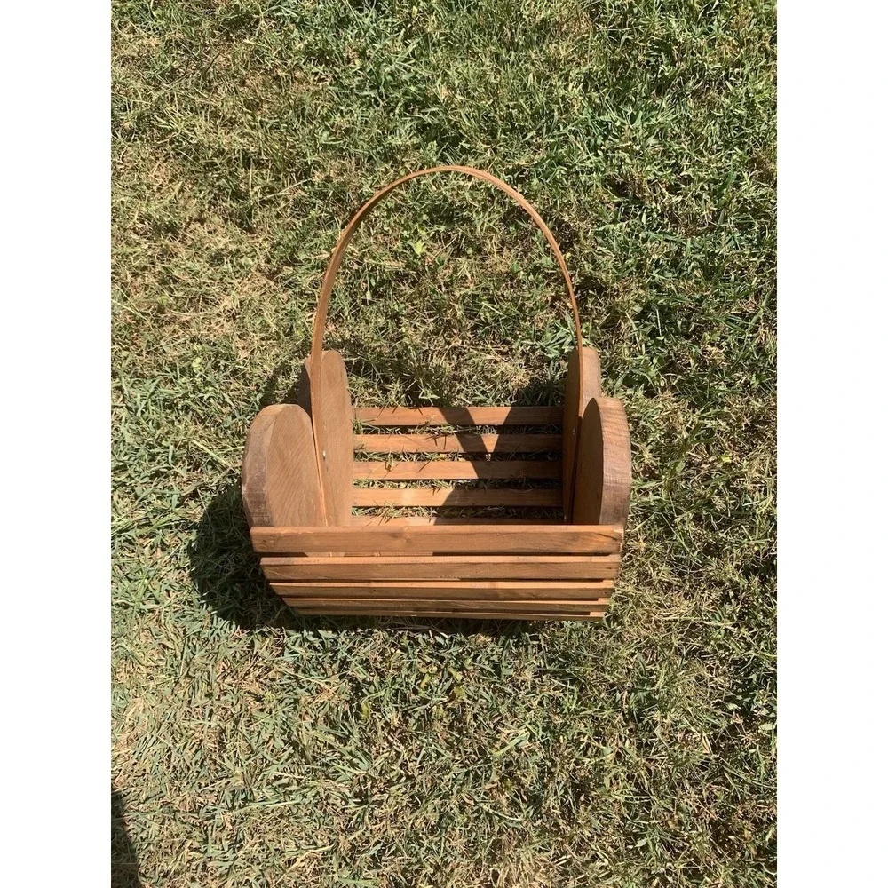Vintage Wooden Basket Goose Art Country Farmhouse Cottage Cabin Decor‎ Handmade